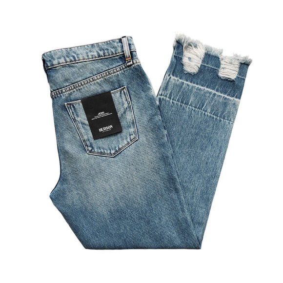 New HUDSON Jessi Relaxed Crop Boyfriend Jeans 32 Overshadow Blue - Picture 5 of 9
